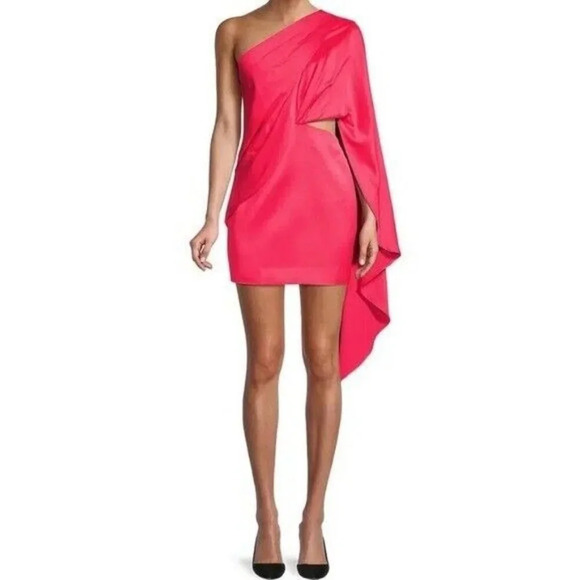 NWT SIGNIFICANT OTHER Anne Cape Cut Outs Satin Mini Dress Fuchsia 6 - Picture 15 of 15